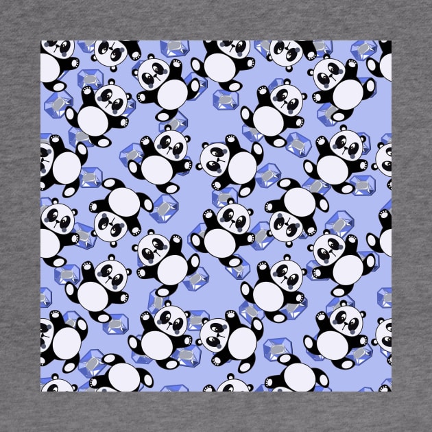 Cute Pandas And Blue Cristal Art Kids Pattern Seamless by MichelMM